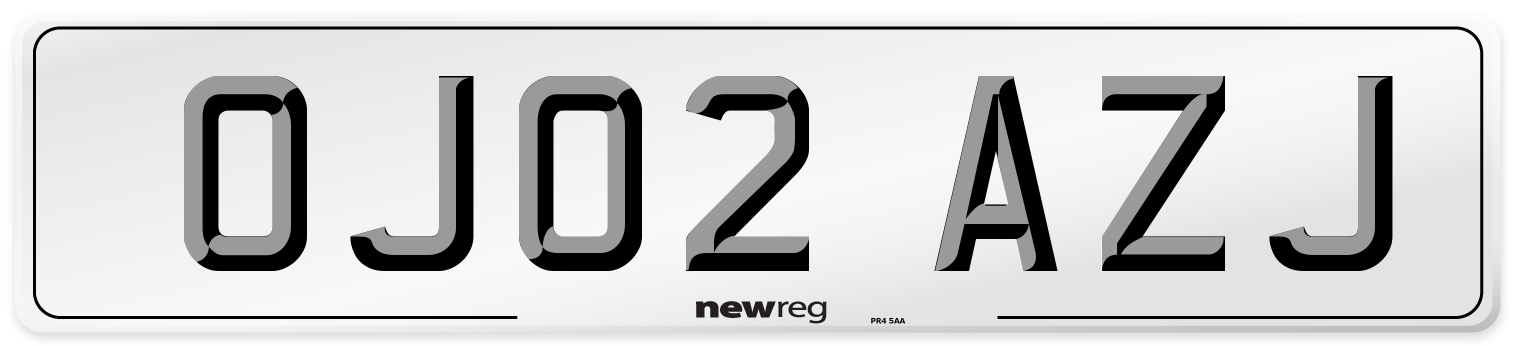 OJ02 AZJ Number Plate from New Reg